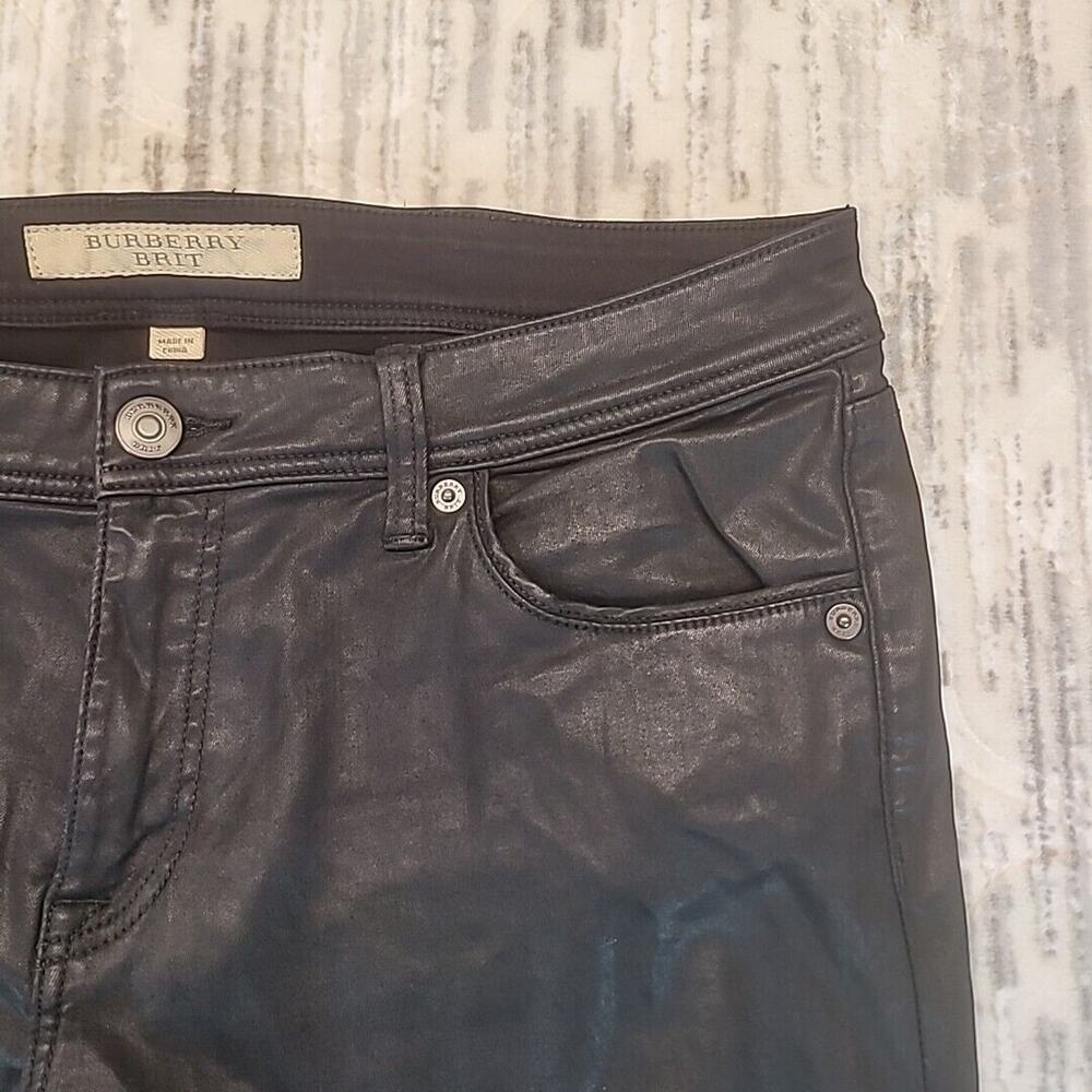 Burberry Brit Black Coated Cotton Westbourne Skinny Ankle Jeans Size US 32